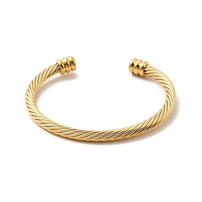 304 bracelet de manchette ouvert en corde torsadée en acier inoxydable, bracelet torque pour femme