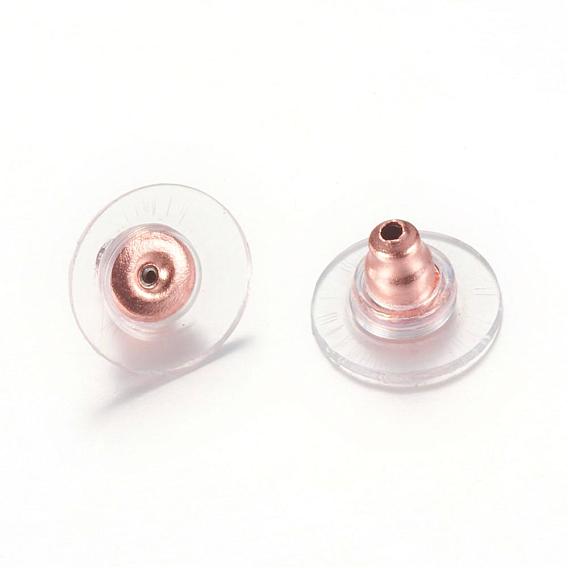 304 Stainless Steel Bullet Clutch Earring Backs, with Plastic Pads, Ear Nuts