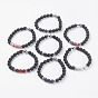 Bracelets extensibles en perles de lave naturelle, avec pierre précieuse et fermoir magnétique