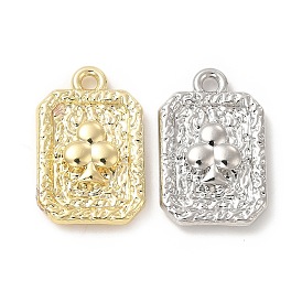 Rack Plating Alloy Pendants, Cadmium Free & Lead Free, Rectangle Charms with Club Sign