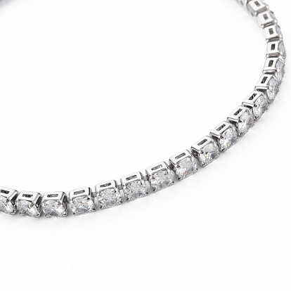 Bracelet de tennis en zircone cubique transparente, bracelet chaîne à maillons en laiton zircon cubique pour femme, sans cadmium et sans nickel et sans plomb