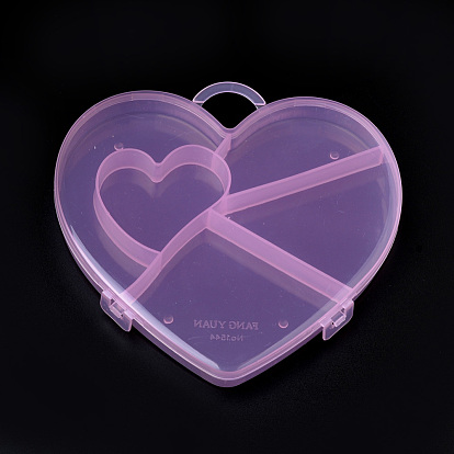 Plastic Bead Storage Containers, 5 Compartments, Heart