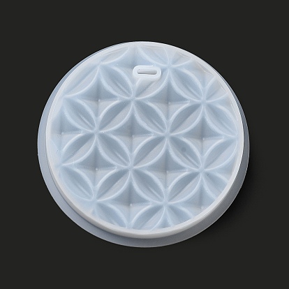 Moules en silicone pendentif motif fleur en relief diy, moules de résine, pour la résine UV, fabrication de bijoux en résine époxy, rond/coeur/ovale/hexagone/rectangle