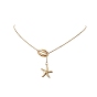 304 Stainless Steel Shell with Star Pendant Lariat Necklace for Women