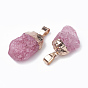 Natural Quartz Crystal Pendants, Rock Crystal Pendants, with Golden Tone Iron Brass Findings, Nuggets