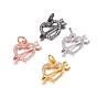 Brass Micro Pave Cubic Zirconia Charms, Heart with Arrow