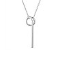 SHEGRACE Stylish 925 Sterling Silver Ring and Bar Pendant Lariat Necklace, 27.5 inch, Linking Ring: 1.5x0.25mm