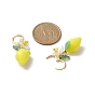 Серьги-гвоздики с подвесками из лимонной смолы с листьями и искусственным жемчужным цветком, украшения из латуни для женщин