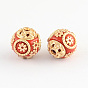 Round Handmade Indonesia Beads, with Alloy Cores, 15x14mm, Hole: 2mm
