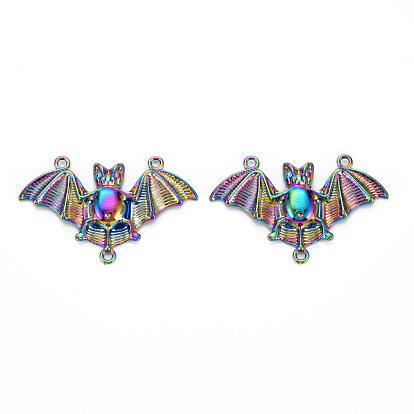 Rainbow Color Alloy Chandelier Components Link Rhinestone Settings, Cadmium Free & Nickel Free & Lead Free, Bat
