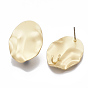 Smooth Surface Alloy Stud Earring Findings, with Loop and Steel Pin, Wavy, Oval