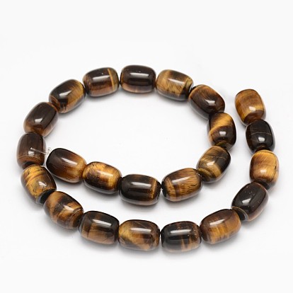 Natural Tiger Eye Barrel Beads Strands
