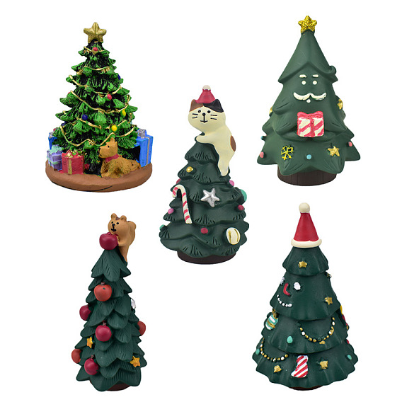 Adornos en miniatura de resina con tema navideño, accesorios de casa de muñecas micro paisaje hogar