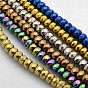 Electroplate Non-magnetic Synthetic Hematite Beads Strands, Faceted Rondelle, 6x4mm, Hole: 1mm, about 102pcs/strand, 15.7 inch