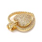 Brass Micro Pave Cubic Zirconia Pendants, Lead Free & Cadmium Free, Long-Lasting Plated, Heart