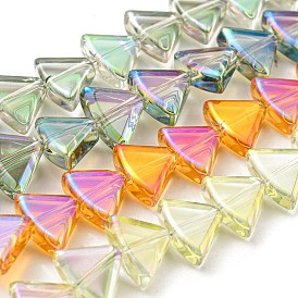 Full Rainbow Plated Electroplate Transparent Glass Beads Strands, Fan