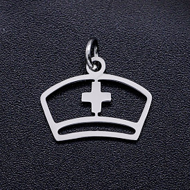 201 Stainless Steel Pendants, with Unsoldered Jump Rings, Nurse's Cap Charms