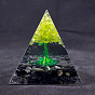 Générateurs d'énergie de résine de pyramide d'orgonite, Reiki arbre de vie péridot naturel et copeaux d'obsidienne à l'intérieur pour la décoration de bureau à domicile