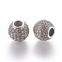 304 acier inoxydable perles européennes, Perles avec un grand trou   , avec strass, rondelle, cristal