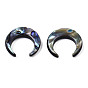 Natural Paua Shell/Abalone Shell Beads, Crescent Moon, No Hole/Undrilled