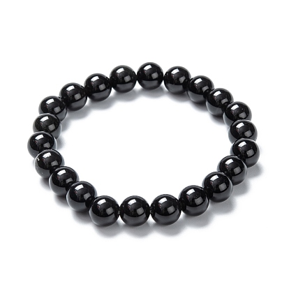 Bracelets de perles extensibles de pierres précieuses, ronde