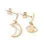 3 paire 3 boucles d'oreilles asymétriques style lune & étoile strass & coeur coquillage synthétique, placage ionique (ip) 304 boucles d'oreilles pendantes en acier inoxydable pour femmes