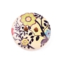 2 отверстия печатных деревянные кнопки, для шитья крафта, плоский круглый со смешанным цветочным узором, окрашенные