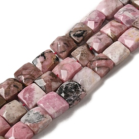 Natural Rhodonite Beads Strands, Faceted, Square