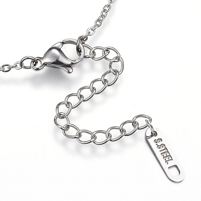 304 Stainless Steel Pendant Necklaces, with Rhinestone, Handcuffs
