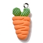 Opaque Resin Pendants, with Platinum Tone Iron Loops, Imitation Food, Carrot