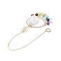 Décorations de pendentif en perles de pierres précieuses naturelles, attrape-soleil suspendus, avec pendentifs en verre goutte/octogone et lien en laiton lune