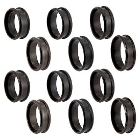Unicraftale 12Pcs 6 Style Stainless Steel Grooved Finger Ring Settings, Ring Core Blank, for Inlay Ring Jewelry Making