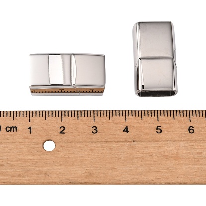 Rectangle surface lisse 304 fermoirs magnétiques en acier inoxydable avec extrémités à coller, 24x13x8mm, Trou: 6x11.5mm
