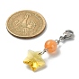 Décorations pendentif étoile en verre, avec perles rondes en résine et fermoirs mousquetons en acier inoxydable