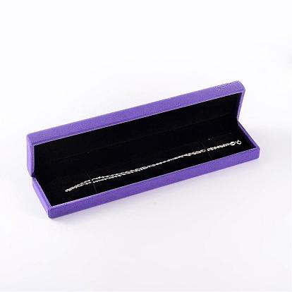 Boîtes de collier de velours rectangle, boîtes à bijoux, 22.8x5.1x2.9 cm