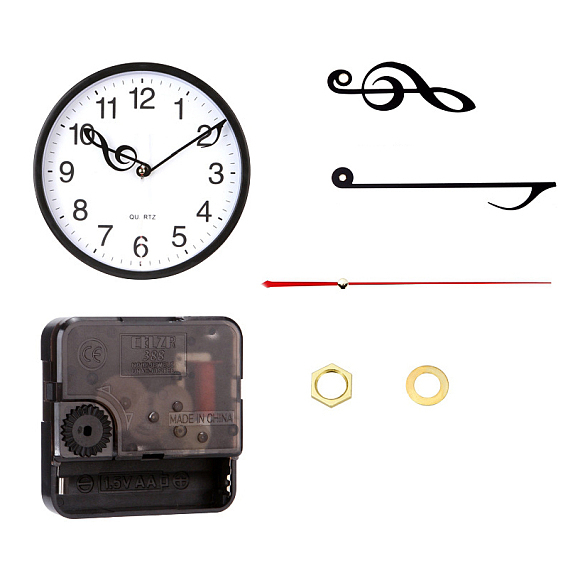 Kit de mécanisme de mouvement d'horloge à arbre long en plastique, avec pointeur en aluminium, cadran d'horloge