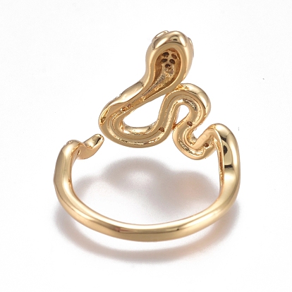 Micro cuivres ouvrent zircone cubique anneaux de manchette, anneaux ouverts, plaqué longue durée, serpent