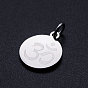 Chakra 201 Stainless Steel Charms, with Jump Rings, Flat Round with Ohm