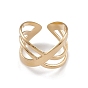 304 Stainless Steel Cuff Rings, Hollow Out Criss Cross Wide Band Ring for Women