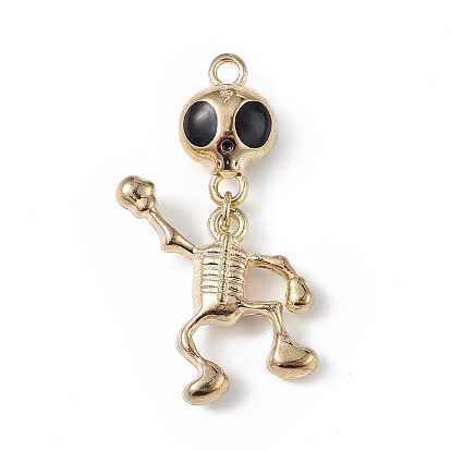 Halloween Alloy Enamel Pendants, Skeleton Charm