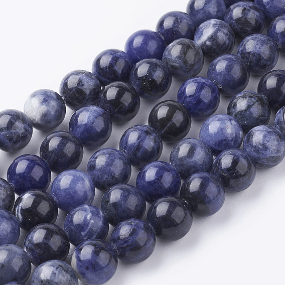 Sodalites naturelles brins de perles, Grand-un, ronde, Trou: 1mm