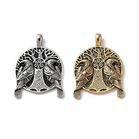 Vacuum Plating Viking 304 Stainless Steel Big Pendants, Tree with Eagle Charms