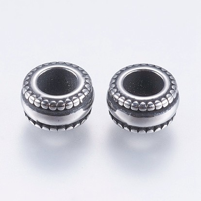 304 acier inoxydable perles européennes, Perles avec un grand trou   , rondelle