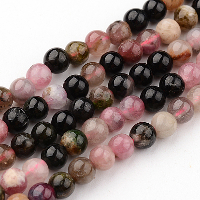 Turmalina naturales hebras de perlas redondo