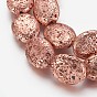 Electroplated Natural Lava Rock Beads Strands, Long-Lasting Plated, Oval