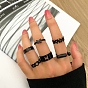 6Pcs 6 Style Butterfly & Heart & Star & Rectangle Alloy Open Cuff Finger Rings Set, Stackable Rings for Women