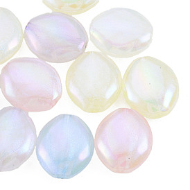 Rainbow Iridescent Plating Acrylic Beads, Glitter Beads, Oval