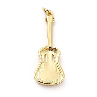 Accumuler pendentifs en laiton placage, plaqué longue durée, avec des anneaux de saut, sans cadmium et sans plomb, charme de guitare