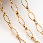 Brass Handmade Chains, Marquise Link Chains, Unwelded, with Spool, Horse Eye, 6x11x1mm, 1.2x7.5x3mm