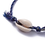 Braided Bracelets, with Natural Cowrie Shell Beads, Nylon Thread and Cotton Braided Cord